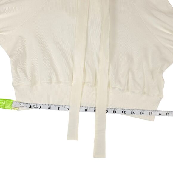 I.D. Sarrieri Womens UK 2XL Hoodie Charlie Cold-shoulder Ribbed Cream Cropped - Picture 9 of 13